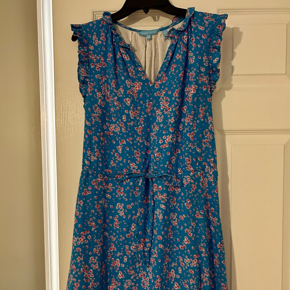 Draper James Lucinda Floral Popover Dress in Bluebell Size XS